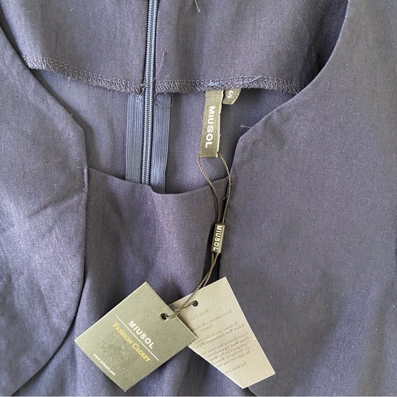 Miusol dress navy blue lace 3/4 sleeves stretchy A-Line midi small fit & flare - Picture 9 of 16